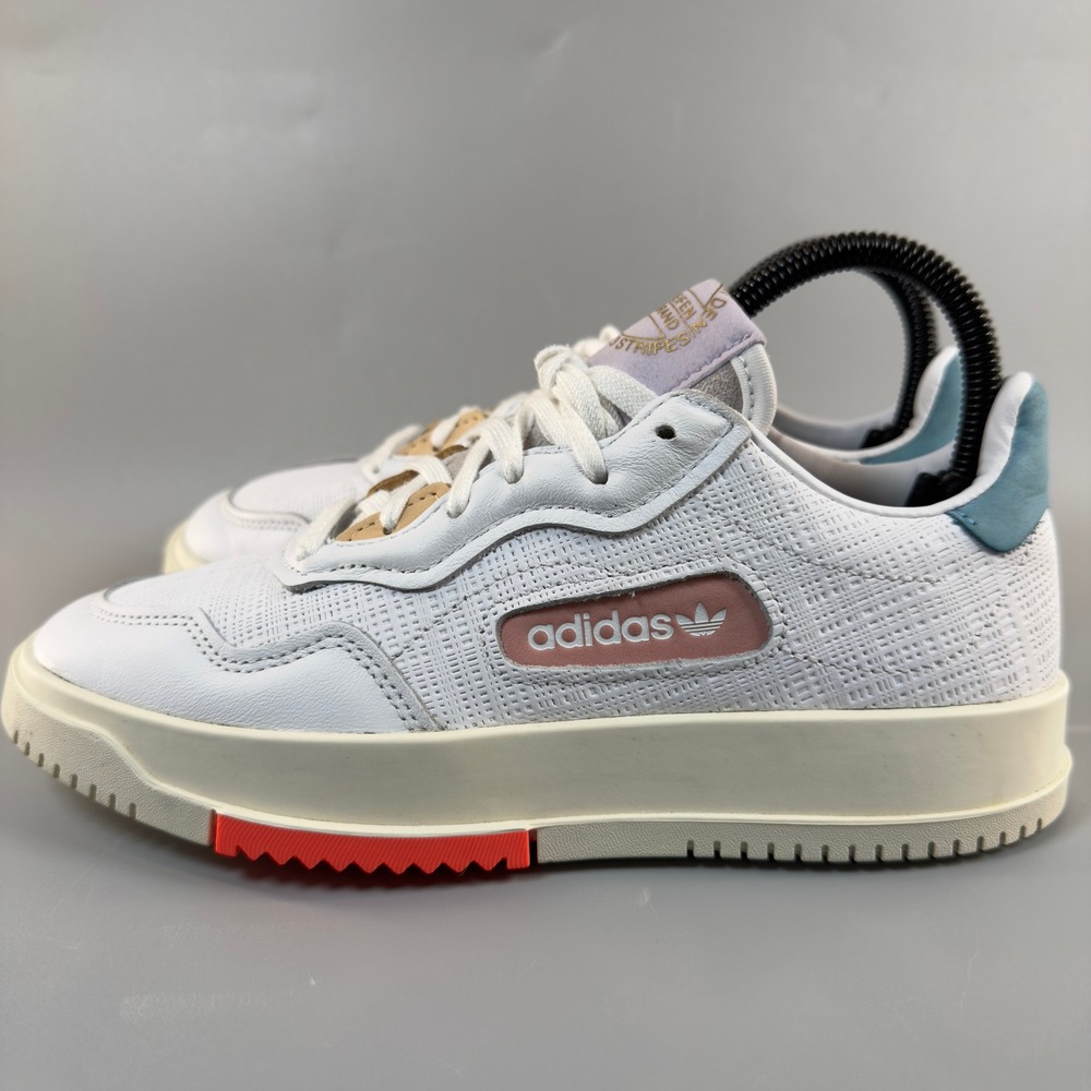 Adidas SC Premiere Women 6 Sneakers White Bone Leather Mesh Low Lace Up Shoes - Picture 4 of 16